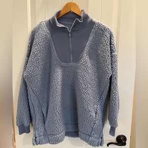 Aerie Quarter Zip Sherpa Sweatshirt Small